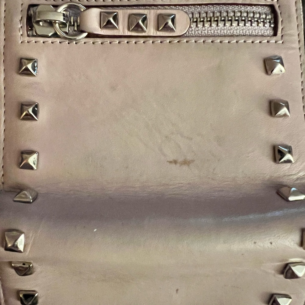 Rebecca Minkoff Leather Pyramid Studded Wallet in light pink/lilac color.. - Picture 8 of 10